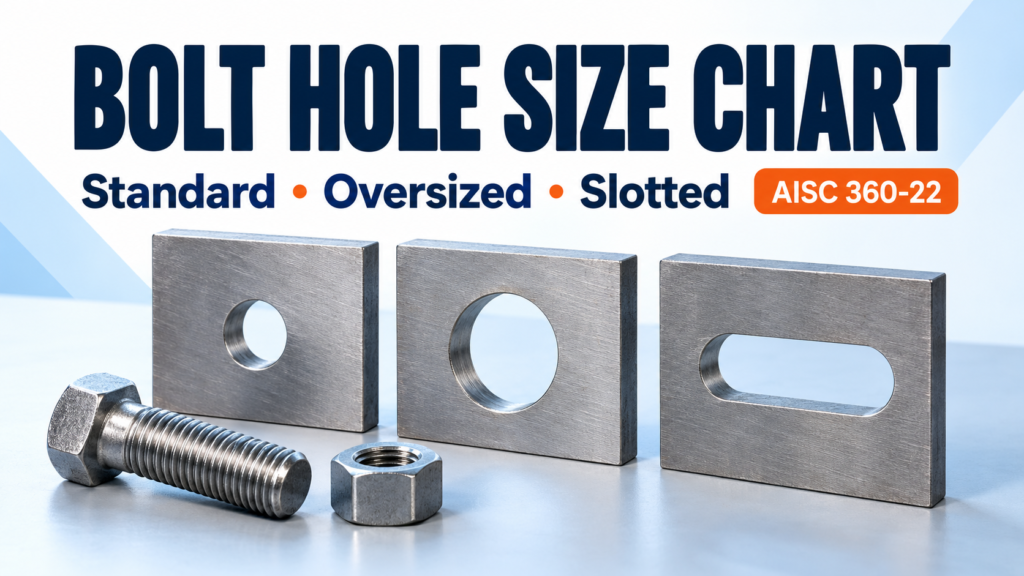 Steel plates showing standard, oversized, and slotted bolt holes