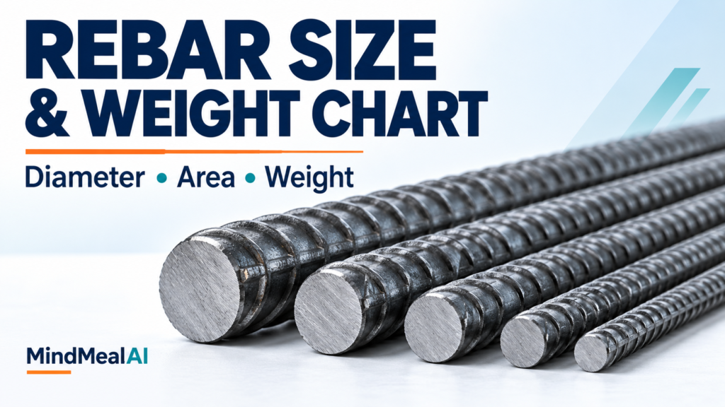 Steel reinforcing bars of different diameters with solid cross sections and ribbed surfaces